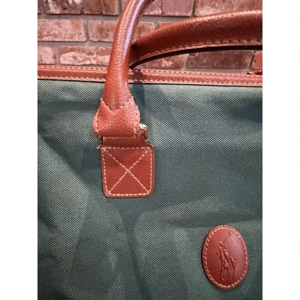 Vintage Ralph Lauren Weekender Duffle Bag 80's-90's Green Canvas Travel Tote
